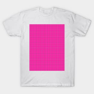 Hot Pink and White Grid Pattern Graph Check Stripes T-Shirt